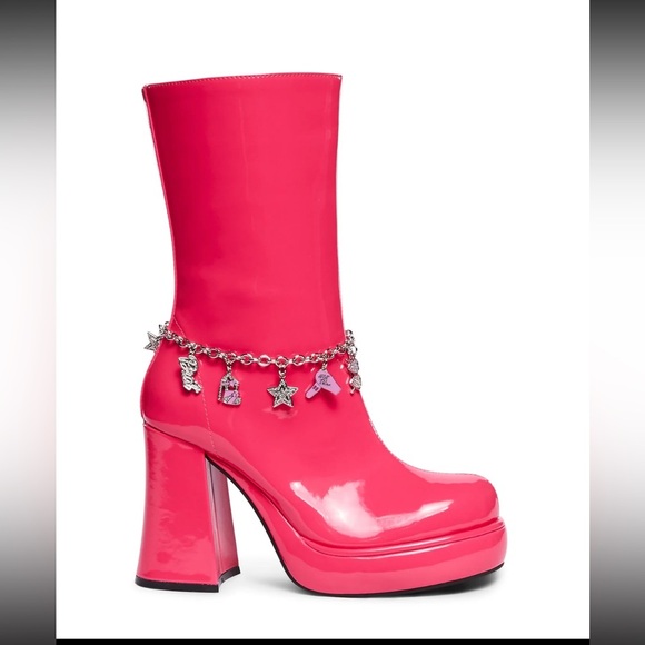 DOLLS KILL pink charmed platform boots - Picture 1 of 5